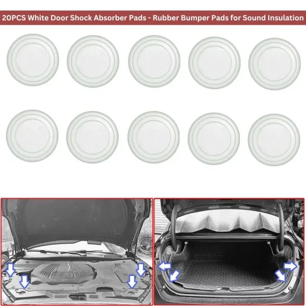 20PCS White Door Shock Absorber Pads - Rubber Bumper Pads