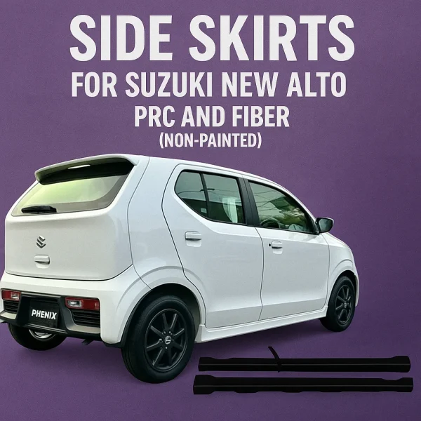 Side Skirts (Non-Painted) for Suzuki New Alto 2014 2025 – PRC and Fiber Options Available